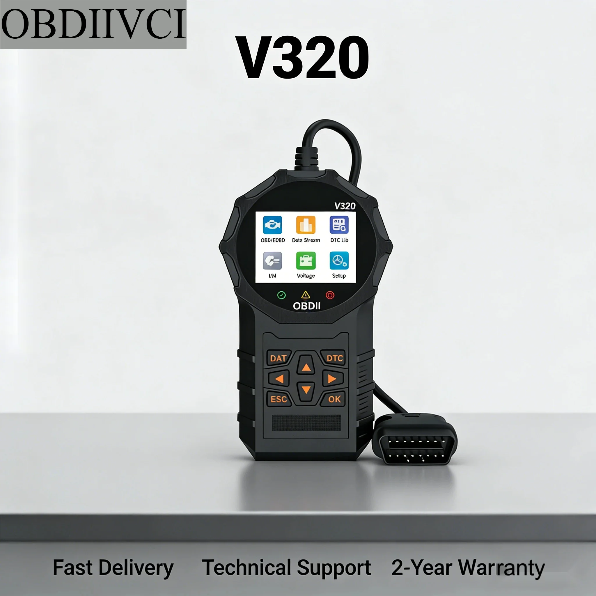 

Диагностический сканер V320 OBD2 (16-контактный) для двигателя с тестом кривых в реальном времени, считыванием кодов неисправностей и тестером аккумулятора с цифровым дисплеем