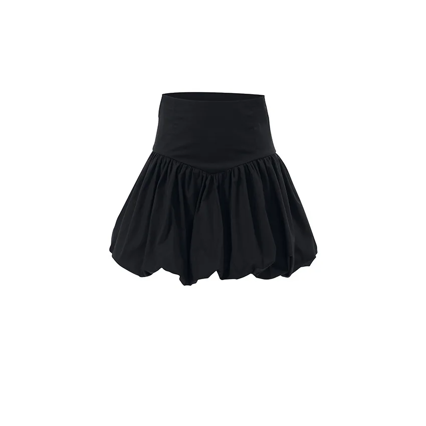 Temperamento: Gonna a mezza lunghezza versatile a vita alta in puro cotone, nuova gonna corta alla moda estiva per donna