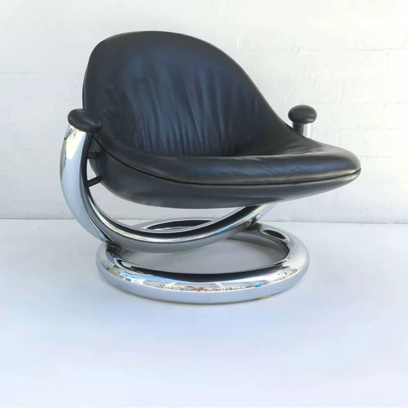 Simple designer belongs to special-shaped model room reception black fabric casual ring single chair