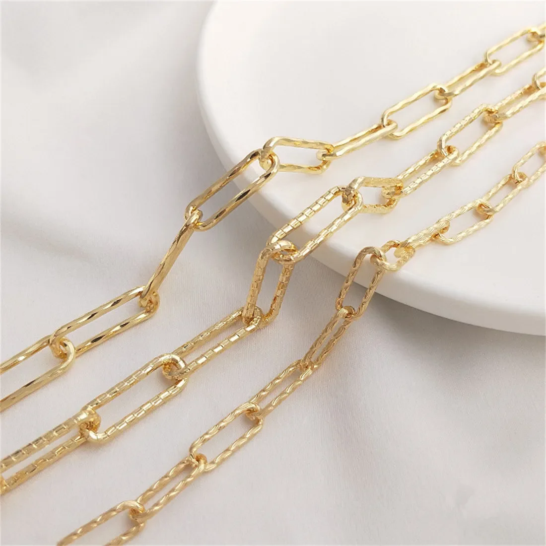 14K Gold-clad Europe and America Wind Long O Chain Carved Rough Chain Handmade Diy Bracelet Necklace Jewelry Loose Chain B639