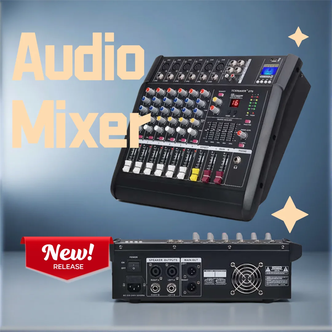 GAX-602W Professional 6-Channel Audio Mixer Amplifier Mixer Wireless Microphone Three in One For Family Party Stage KTV
