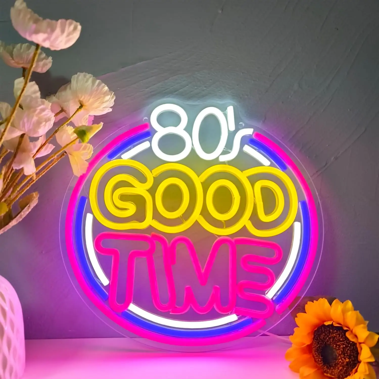 

Винтажная неоновая вывеска 80-х годов «Good Times», многоцветная светодиодная настенная подсветка для дома, бара, игровой комнаты, мужской комнаты, паба, ретро-вечеринок, атмосферное освещение