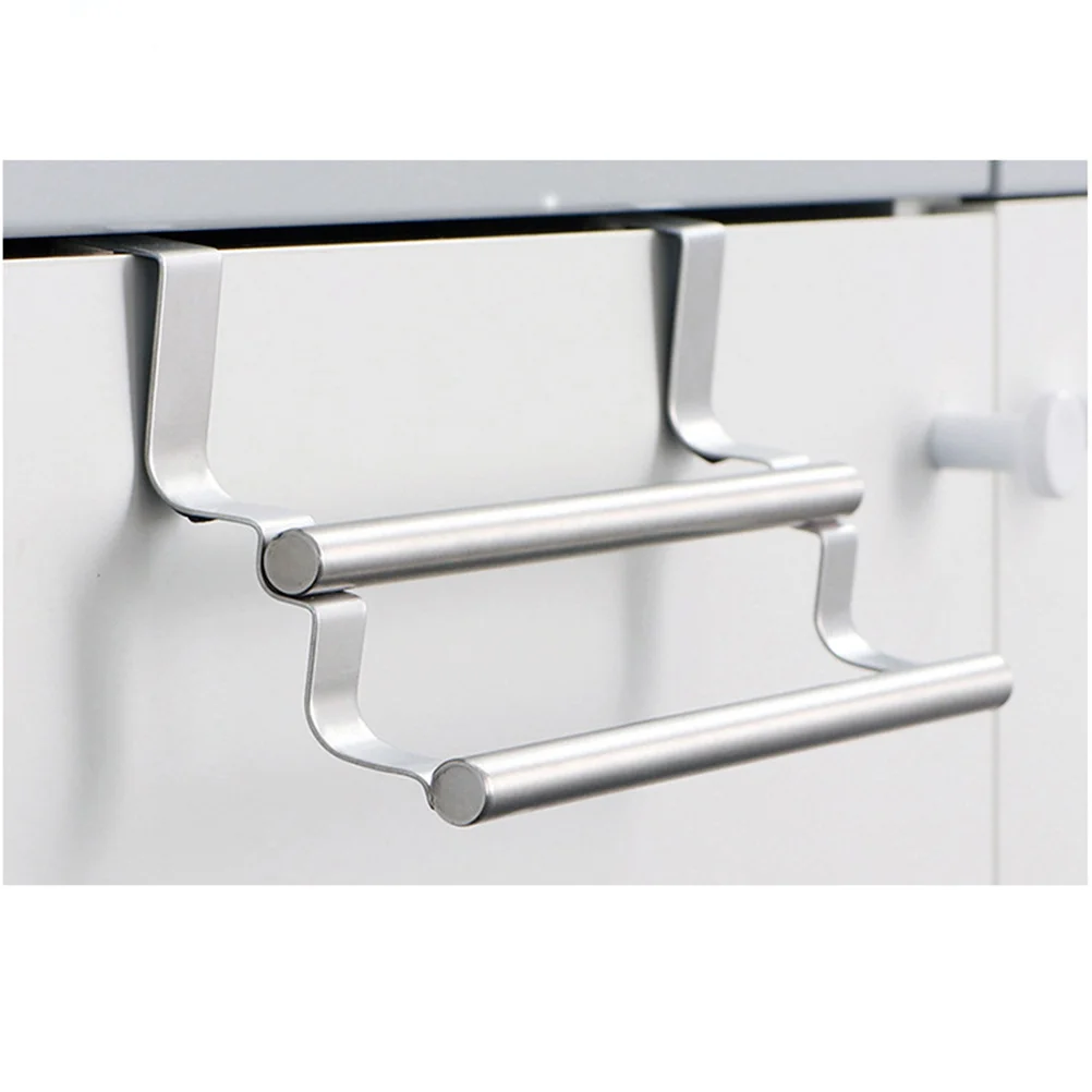 

Double Bar Stainless Steel Towel Rack Over Door Fits Cabinet Thickness 19cm Kitchen Bathroom Towel Holder Kitchen Dish Rack