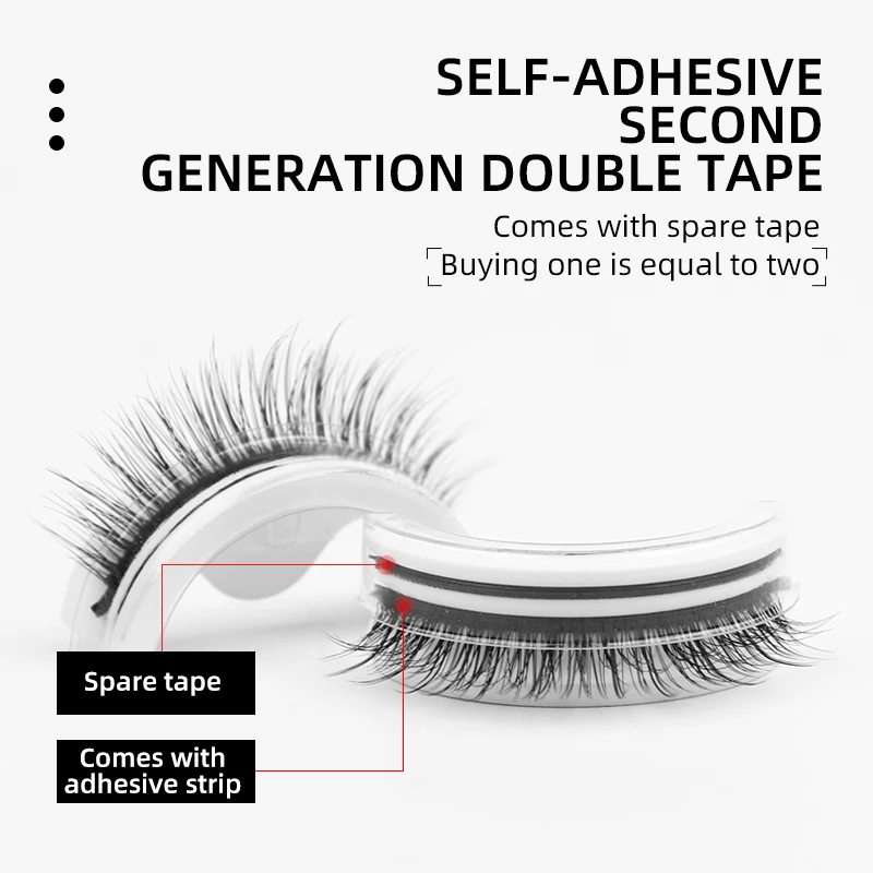 Glue-free self-adhesive three pairs of natural false eyelashes Reusable waterproof eyelash extension natural makeup