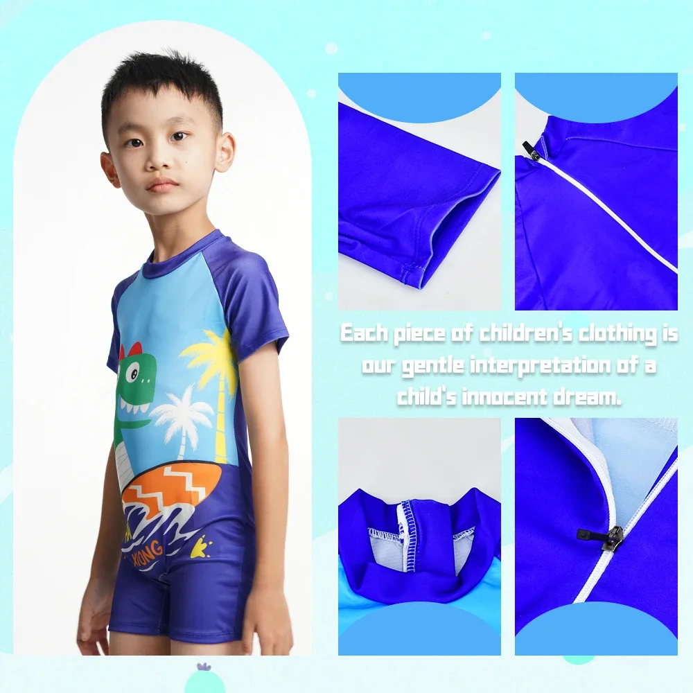 2024 Fashion Cute Cartoon Swimwear Boys New Children One-piece suit Kids Swimsuits Protection Light Breathable Swimming Costume