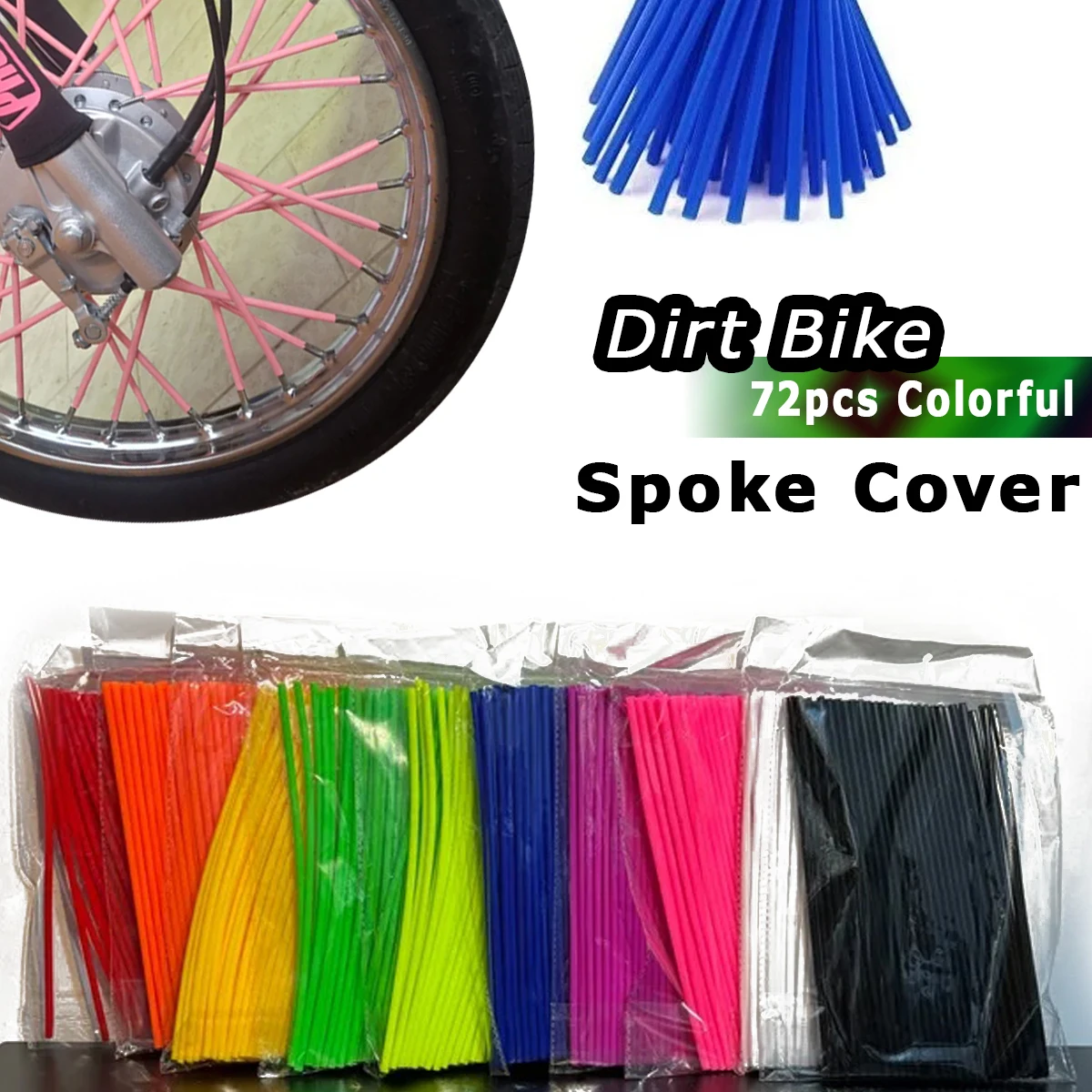 

Dirt Bike Spoke Covers 24cm/17cm Motorcycle Wheel Rim Spoke Wrap Kit 72/36pcs Skins Protector Cover For Motocross Bicycle Bike