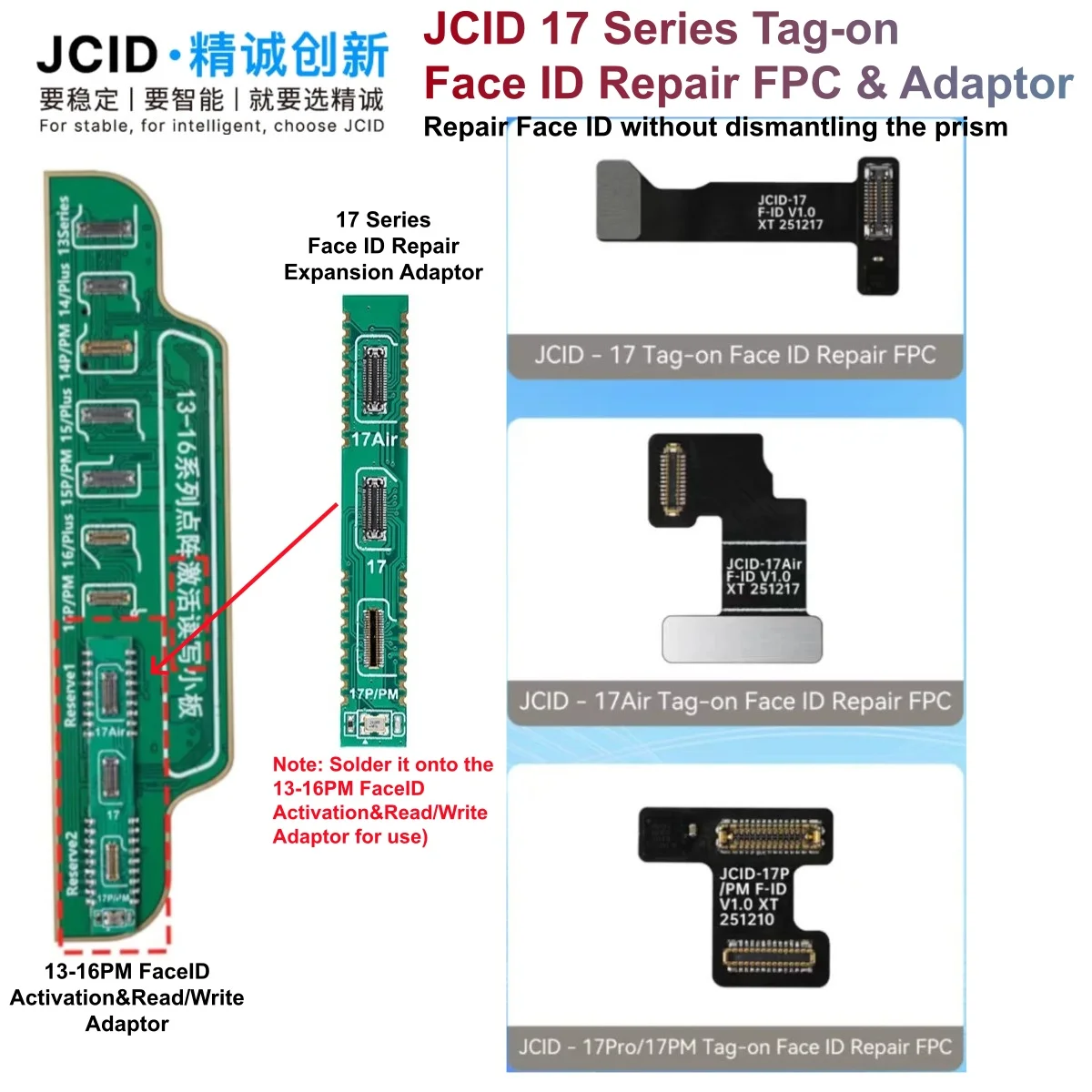 

JC JCID 17 Series Tag Face ID Repair FPC for iPhone 17 / AIR/ PRO/Max Solves Face ID Fault Dot Matrix Repair Spare Parts Tools