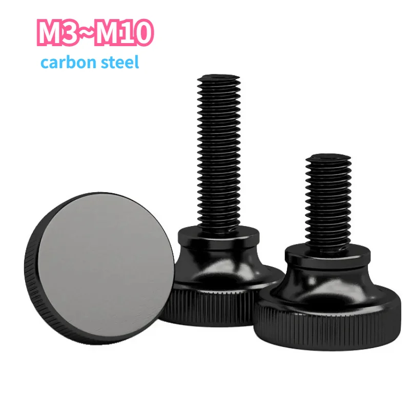 M3 M4 M5 M6 M8 M10 Knurl High Step Head Hand Tighten Thumb Screw GB834 Black Steel  Curtain Wall Glass Lock Thumbscrew Adjust