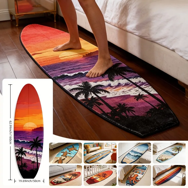 Creative Surfboard Felt Rug Faux Cashmere Soft Skin Friendly Floor Mat For Balcony Bedside Coffee Table Study Home Decoration