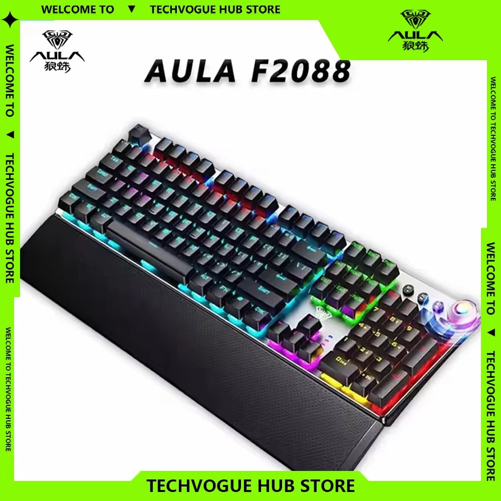 AULA F2088 Anti-ghosting Switch RGB Light Wired Mechanical Keyboard Programmable Keyboard Customization PC Gamer Accessories