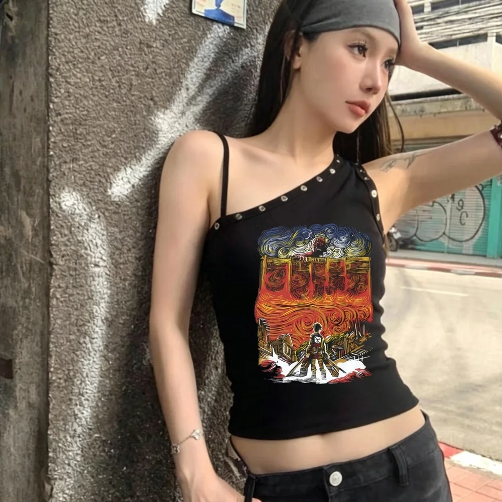 Attack on Titan crop top teen meme jojifuku y2k korean fashion gothic top tees jojifuku scene  party manga cutecore
