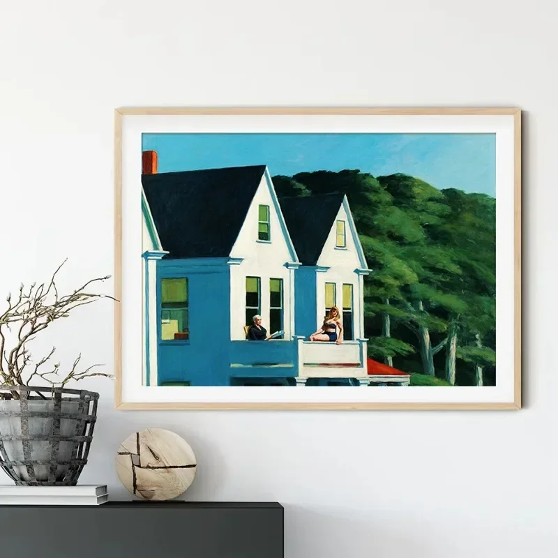 إدوارد هوبر معرض المتحف المشارك خمر الرجعية هندسية قماش جدار الفن طباعة منتصف القرن الحديثة مجردة اللوحة ديكور