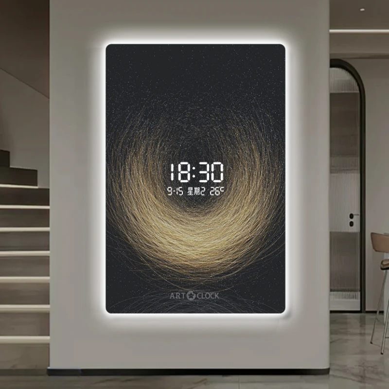 Calendar Digital Clock Wall Modern Living Room Black temperature Digital Clock Art Luxury Luminous Orologio Da Parete Home Decor