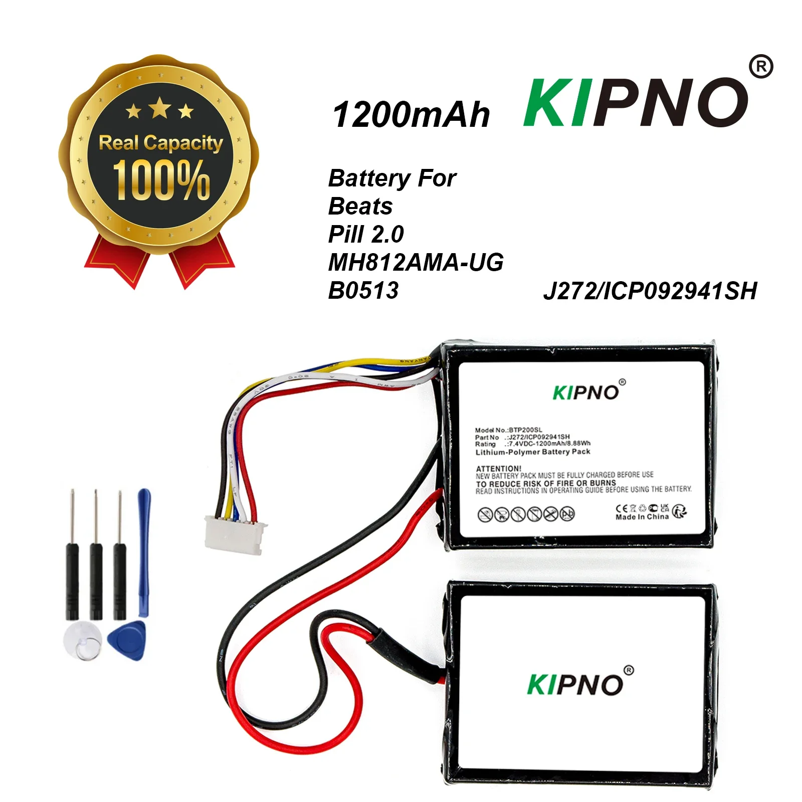 

KIPNO 7.4V 1200mAh Li-ion Battery Compatible with Beats Pill 2.0 Bluetooth Speaker J272 ICP092941SH