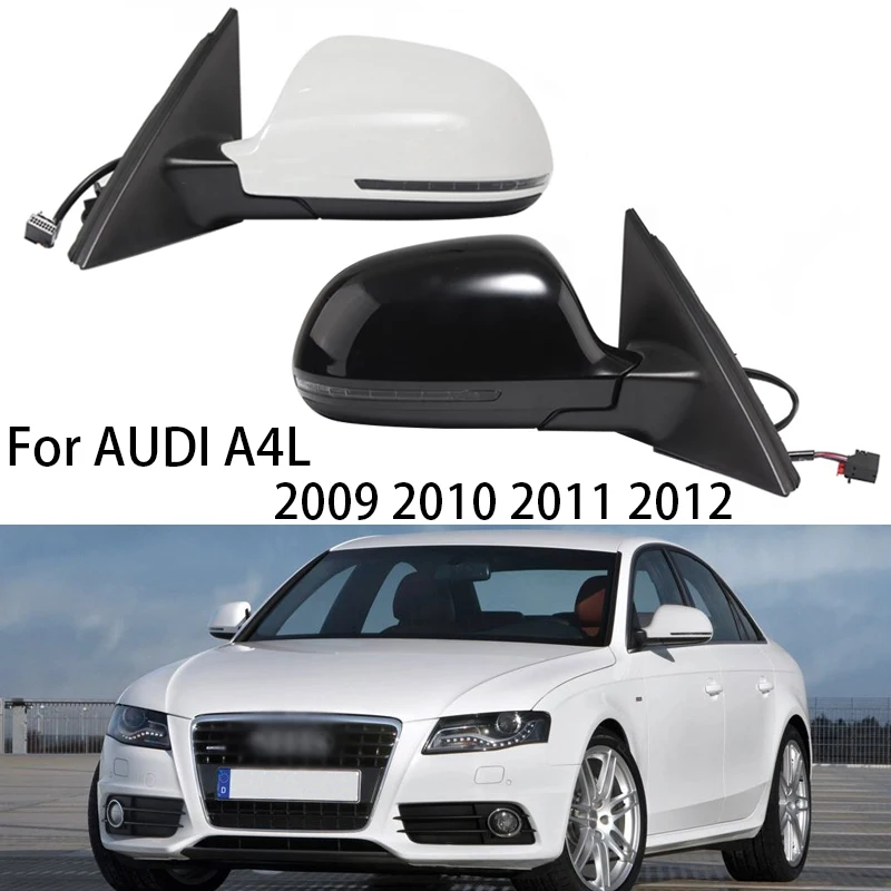 

For AUDI A4L 2009 2010 2011 2012 Car Adjustable Lens Electric Folding Side Rearview Mirror Assembly 6/8/14 Wire