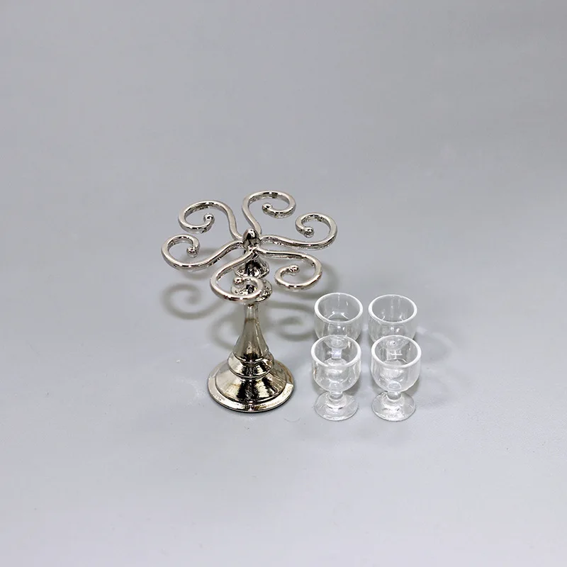 1:12 Poppenhuis Accessoires Miniatuur Bar Scène Simulatie Retro Mini Wijnglas Houder Wijnglas Set Speelhuis Decoratie