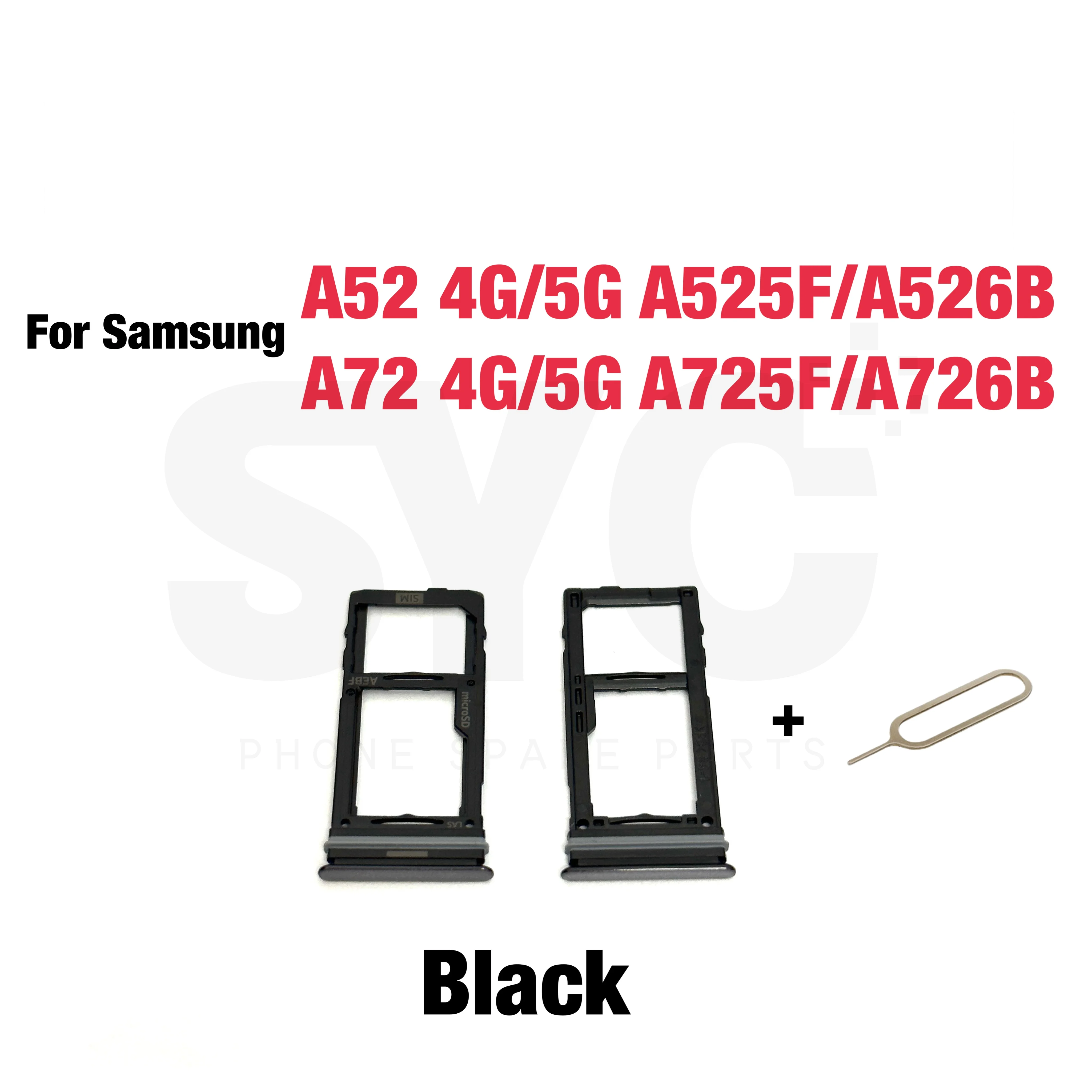 Phone Sim SD Card Tray For Samsung Galaxy A52 A72 4G 5G A525 A526 A725 A726 New SIM Adapter Chip Holder Slot Drawer Parts + Tool