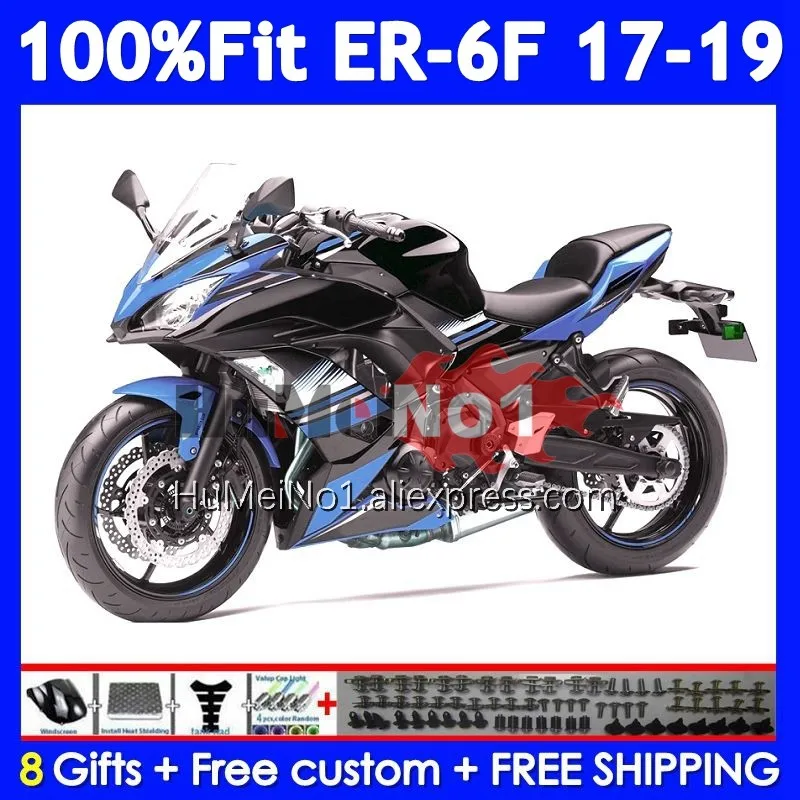 Injection Body For KAWASAKI NINJA 650R ER-6F Black blue ER6 ER 6F 6 F 248No.42 ER6F 17 18 19 650 R 2017 2018 2019 OEM Fairing