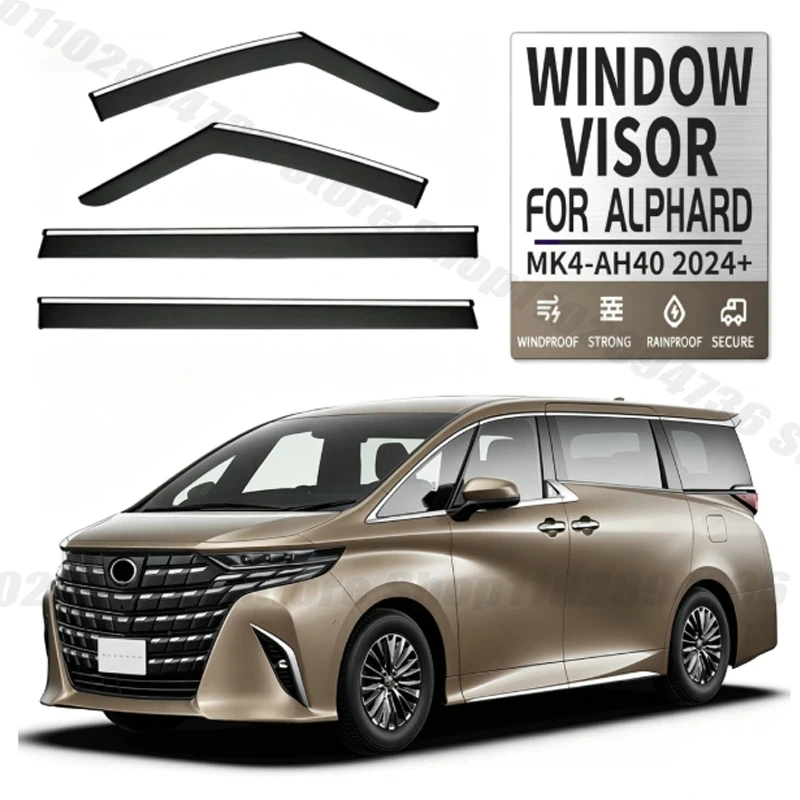 Window Visors for Toyota Alphard 4pcs Side Window Rain Guard Wind Deflector Weathershield Vent Visor for Car Windows