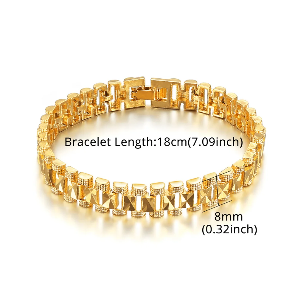 Classic Bracelet Wholesale 8/12MM Trendy Male Gold Color Chunky Hand Chain Link Bracelet for Men Women Jewelry Pulseira P166