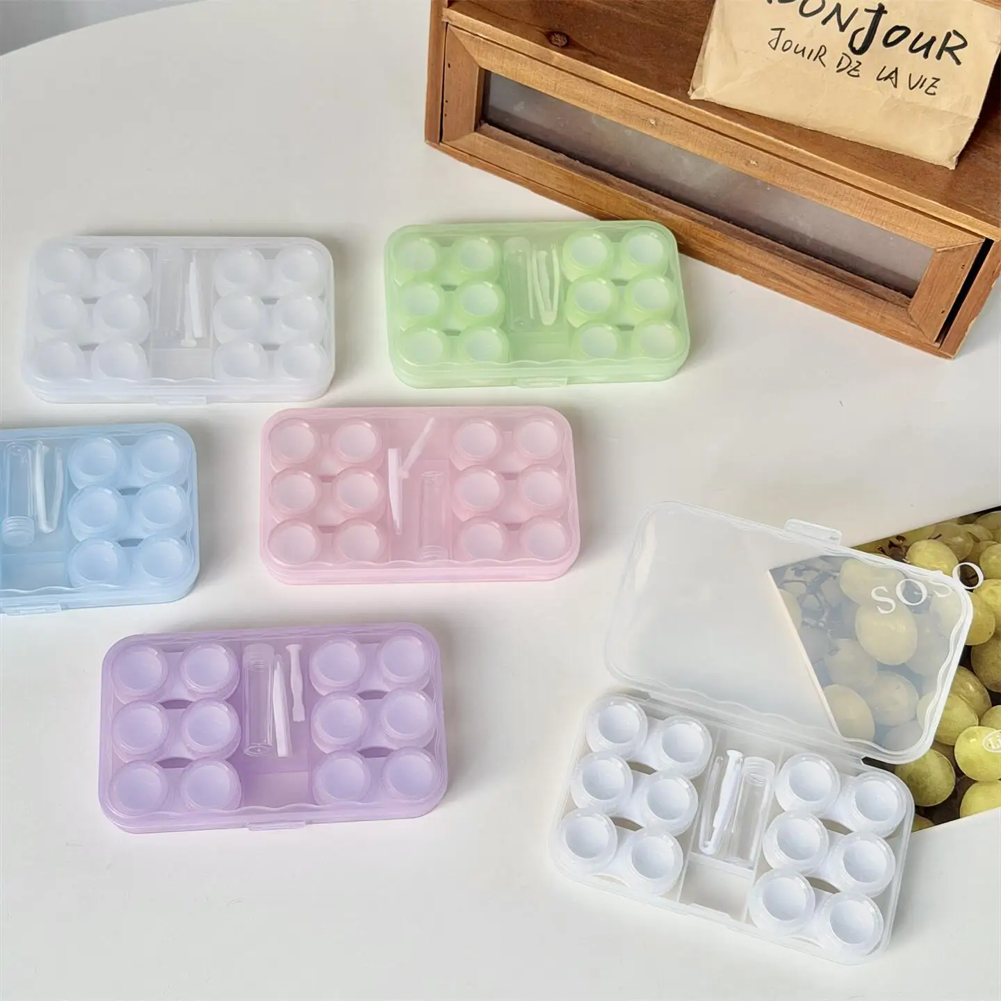 

Коробка-компаньон, шесть пар, коробка для хранения контактных линз, цвет ретро Morandi для коробки для кормления, ретро цвет Morandi