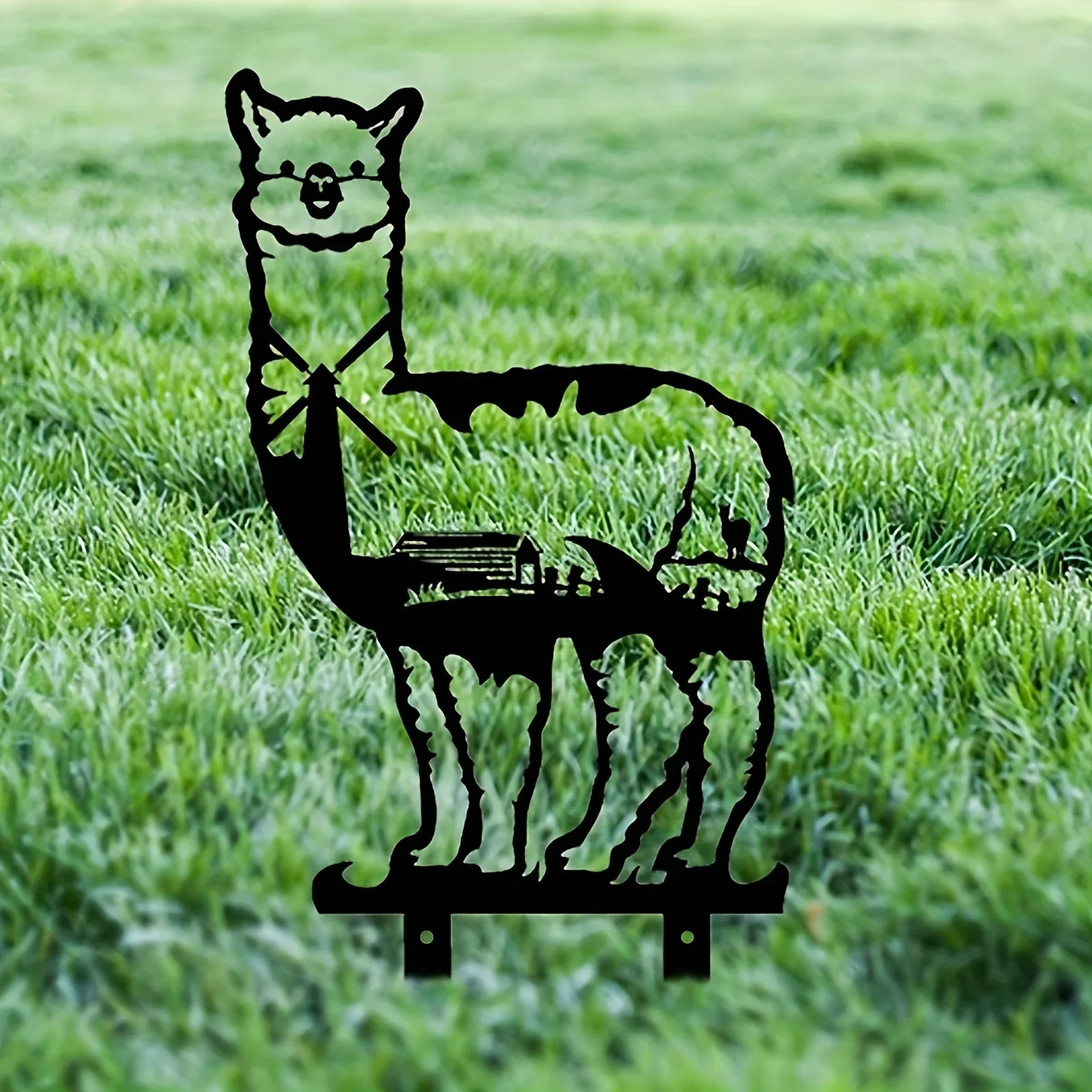 

Funny Alpaca Garden Stake, Animal Metal Silhouette Yard Sign Decor Stake for Fence Mount Garden Decor, Lawn, Yard, Outdoor Decor