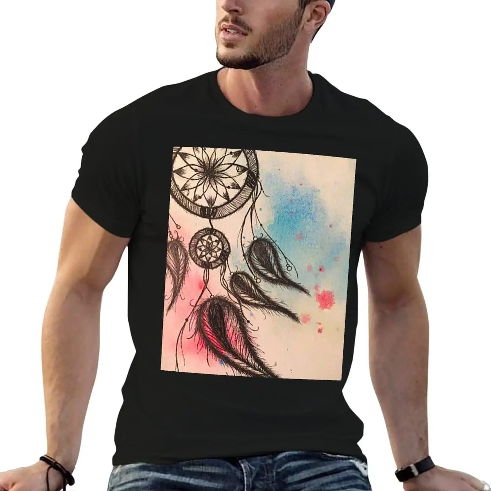 

Dreamcatcher T-Shirt basketball graphic tees boys animal print Men's cotton t-shirt