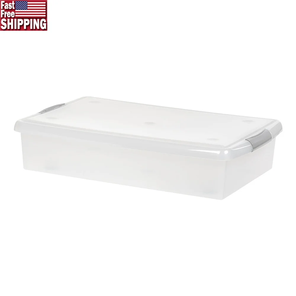 

40 Qt Plastic Storage Bin with Lid Stackable Tote Clear Heavy Duty Storage Container Home Office Garage Organization