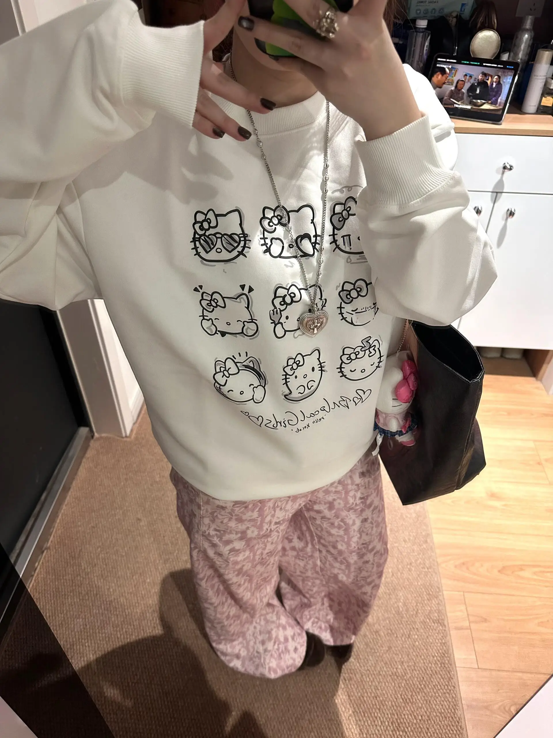 

Комплект из девяти предметов: женский свитшот свободного кроя с круглым вырезом, повседневный, универсальный, из хлопка, с длинными рукавами, для осени и зимы