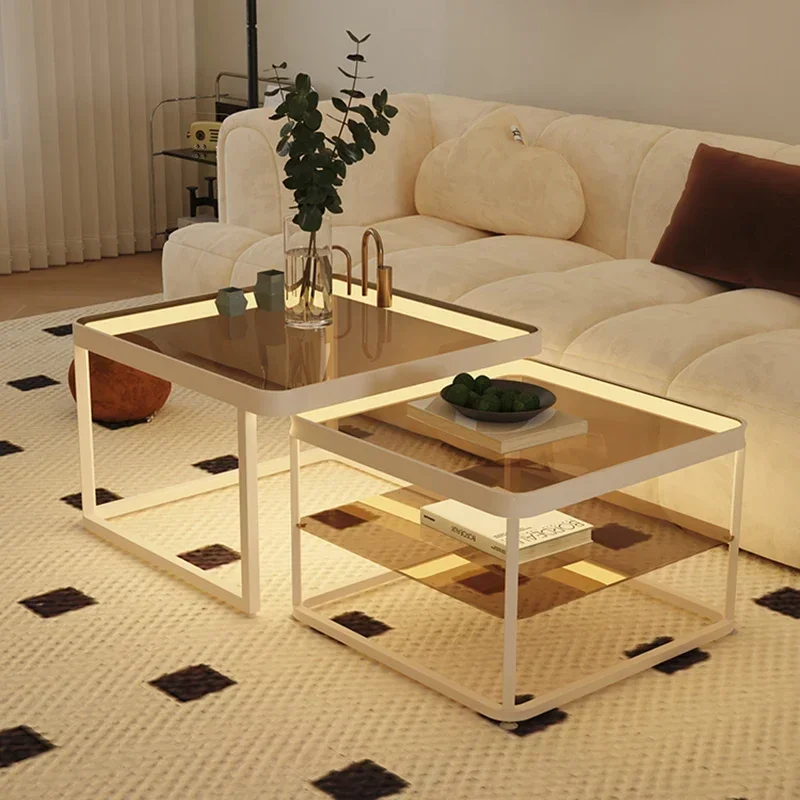 

Luxury Metal Coffee Tables Modern Square Nordic Simple Side Table Storage Marble Effect Mesa De Centro De Sala Home Furniture