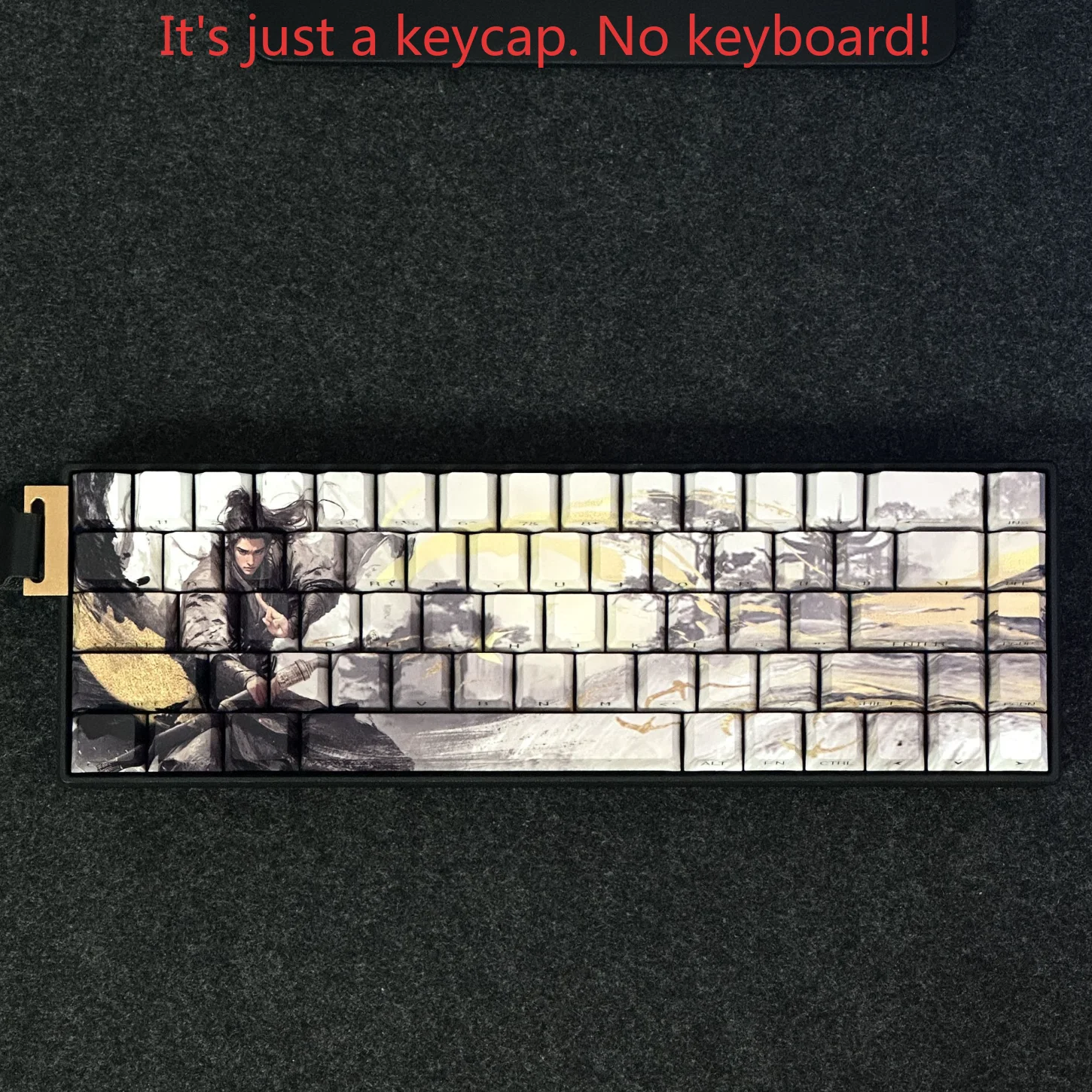 Mythical Mechanical Keyboard Keychain, Golden Fairy Side Engraved Translucent Keycap Set, PBT, Cherry Cap