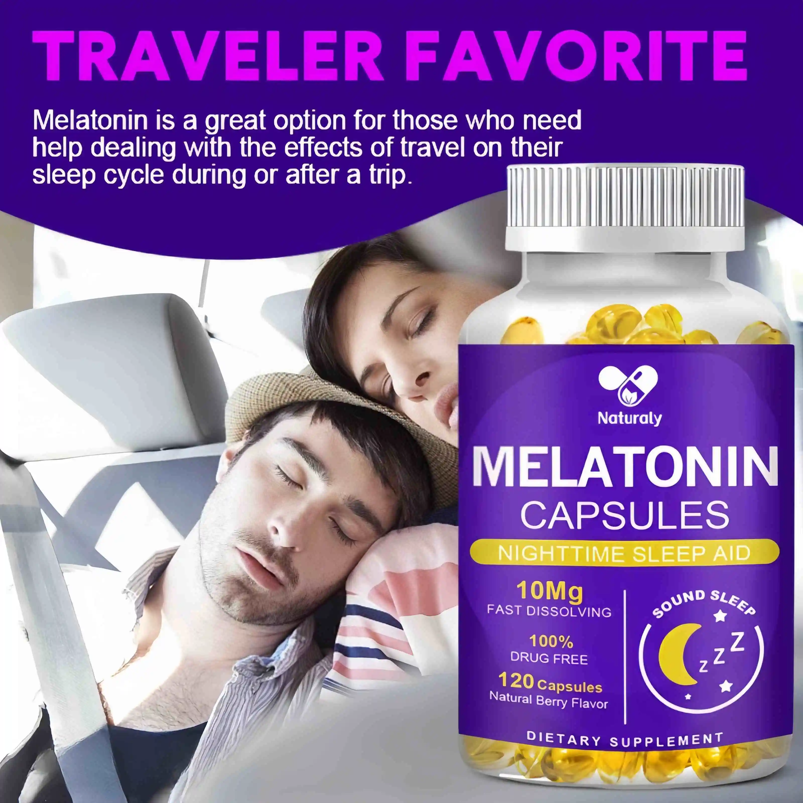 Melatonin Capsules Are Filled with Fast Sleep - Relieve Insomnia, Improve Memory and Get A Good Night\'s Sleep