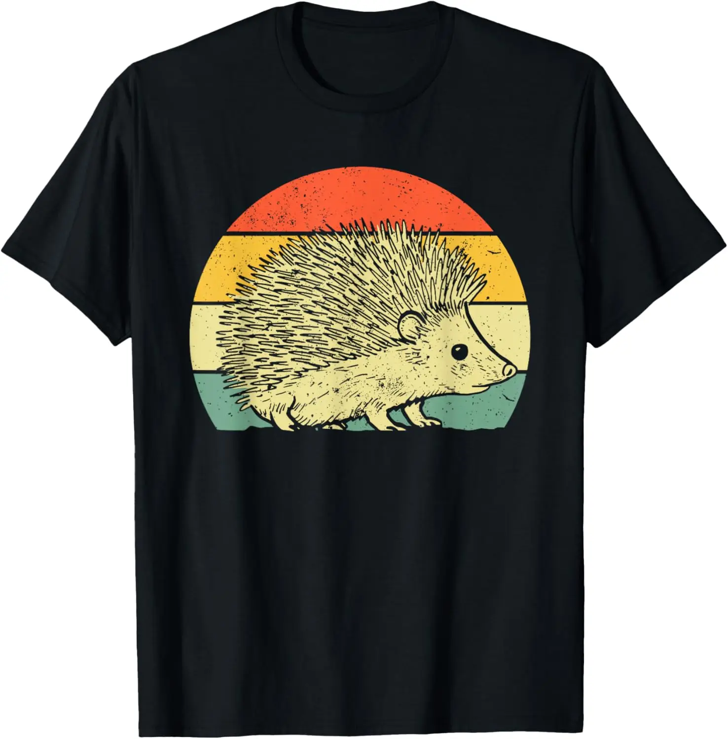 

Vintage Hedgehog Sunset Retro Graphic Tee Soft Breathable Casual T-Shirt For Hedgehog Lovers