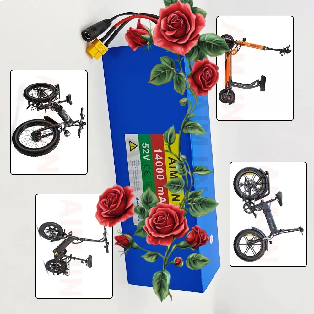 for Balance Car, Bike, Scooter, Tricycle 52V Battery 14000mAh 18650 Lithium Battery 14S4P battery pack with BMS