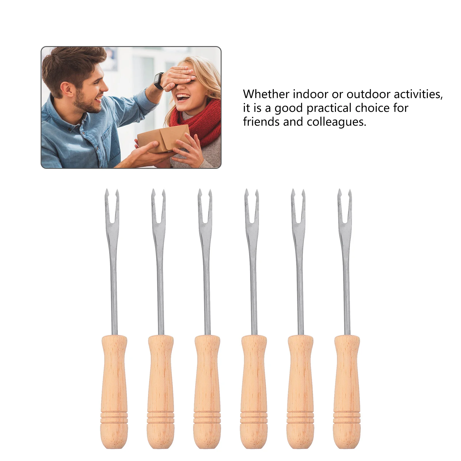 

6 pcs Chocolate Hot Pot Fork Stainless Steel Holders For Home Cooking Bbq Use Sweetcorn Skewer Prong Tool