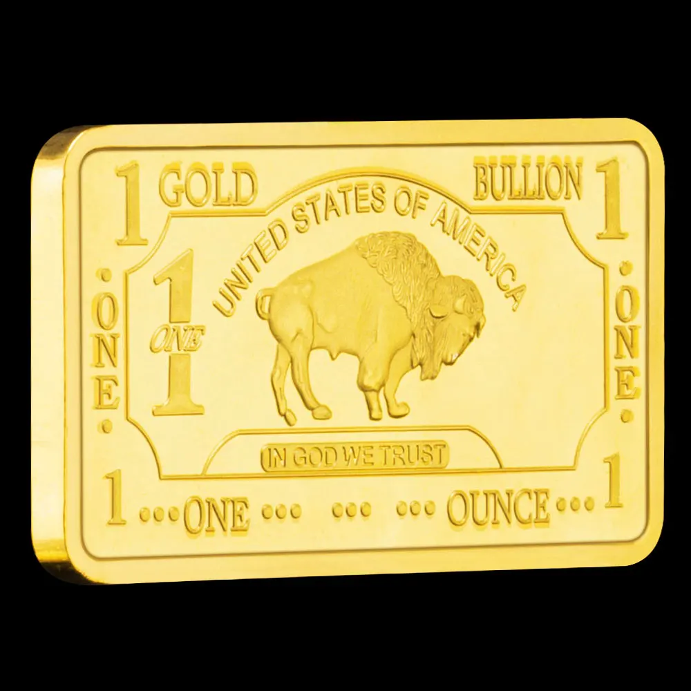 United States of America Buffalo Gold Bar Collectible Golden Plated Souvenir Collection Gift Commemorative Coin