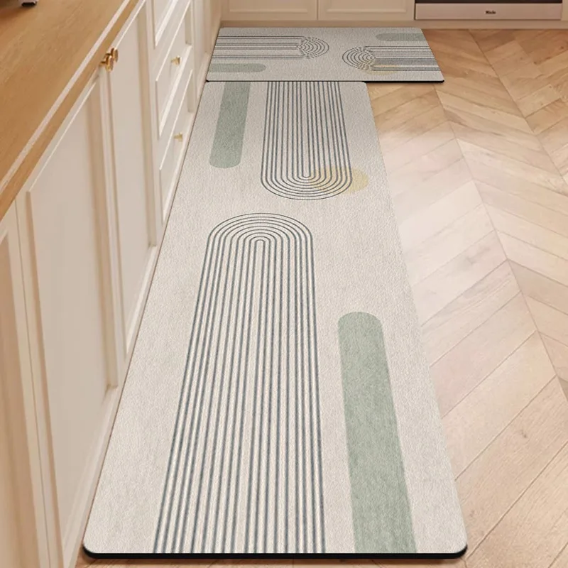 

Long Carpet for Kitchen Creative Geometric Pattern Rug Water-absorbent Quick-drying Floor Mat Diatom Mud Non-slip Soft Foot Mats