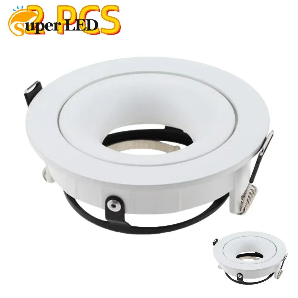 

2pcs White Black Recessed Round Ceiling Light Housing GU10 MR16 Bulb Holder Adjustable Frame Cut Hole 95mm