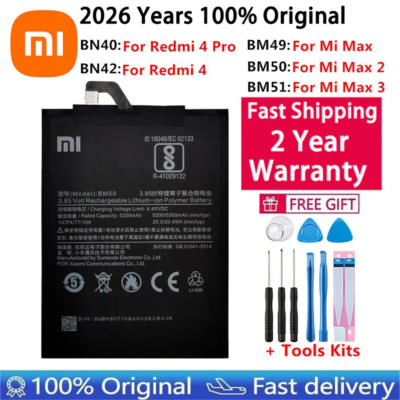 BM49 BM50 BM51 BM3B BM22 BM3K Battery For Xiaomi Mi 5 M5 Max Mix 2 3 2S Max 1 Max 2 3 Mix2 Replacement Bateria Phone Batteries