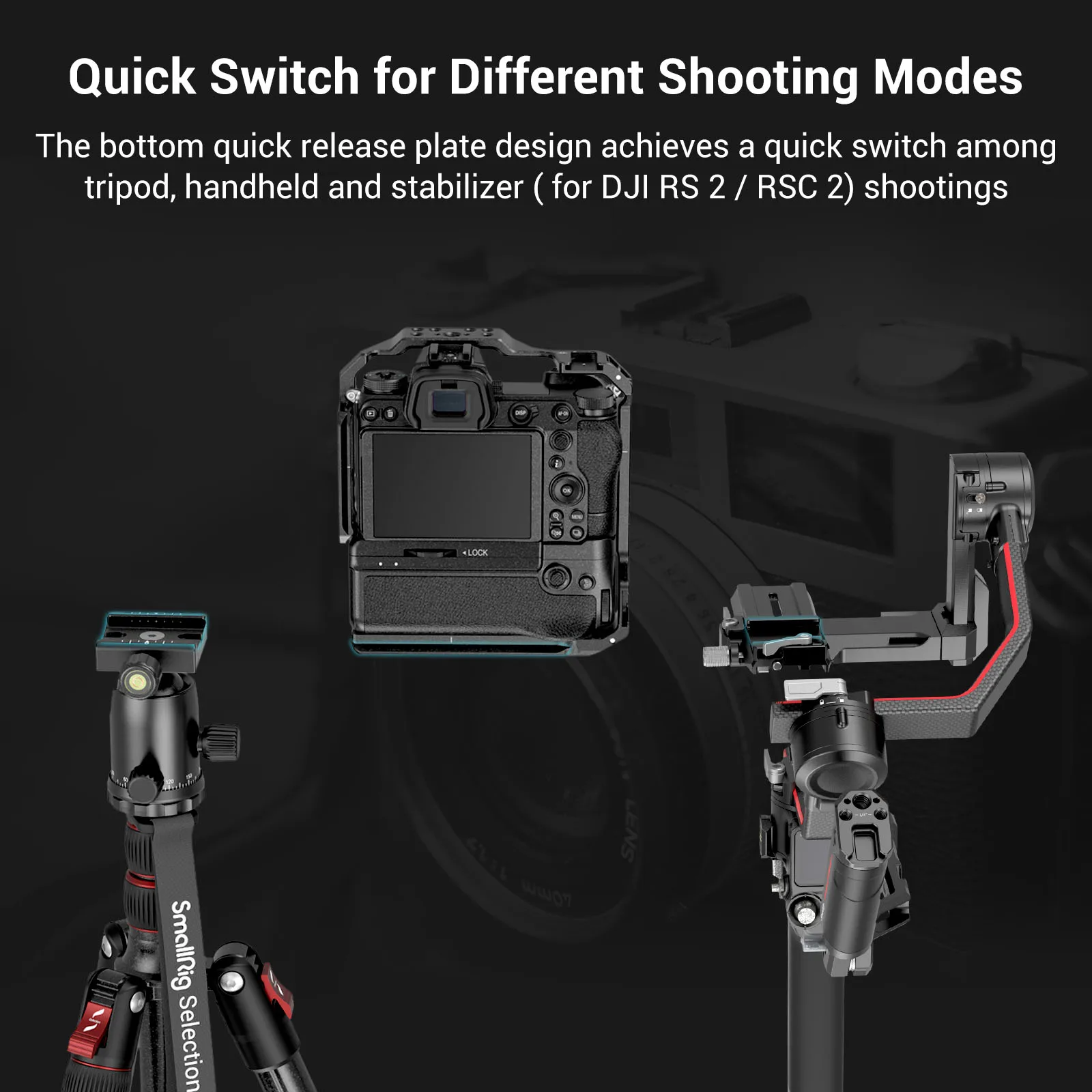 SmallRig Kamera Käfig für Nikon Z 6II/Z 7II mit MB-N11 Batterie Griff Unten Quick Release Platten Alle-in-eine für DJI RS 2/RSC 2