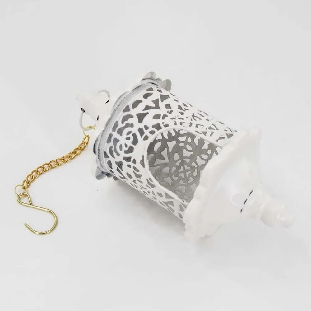 Morocco French Style Hollow Birdcage Lantern Romantic Iron Hanging Candle Holder Vintage Hollow Metal Candlestick Courtyard