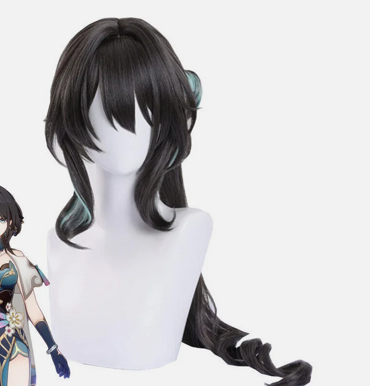 Honkai: Star Rail Ruan Mei Cosplay Wigs Black Mixed Light Green Synthetic Hair