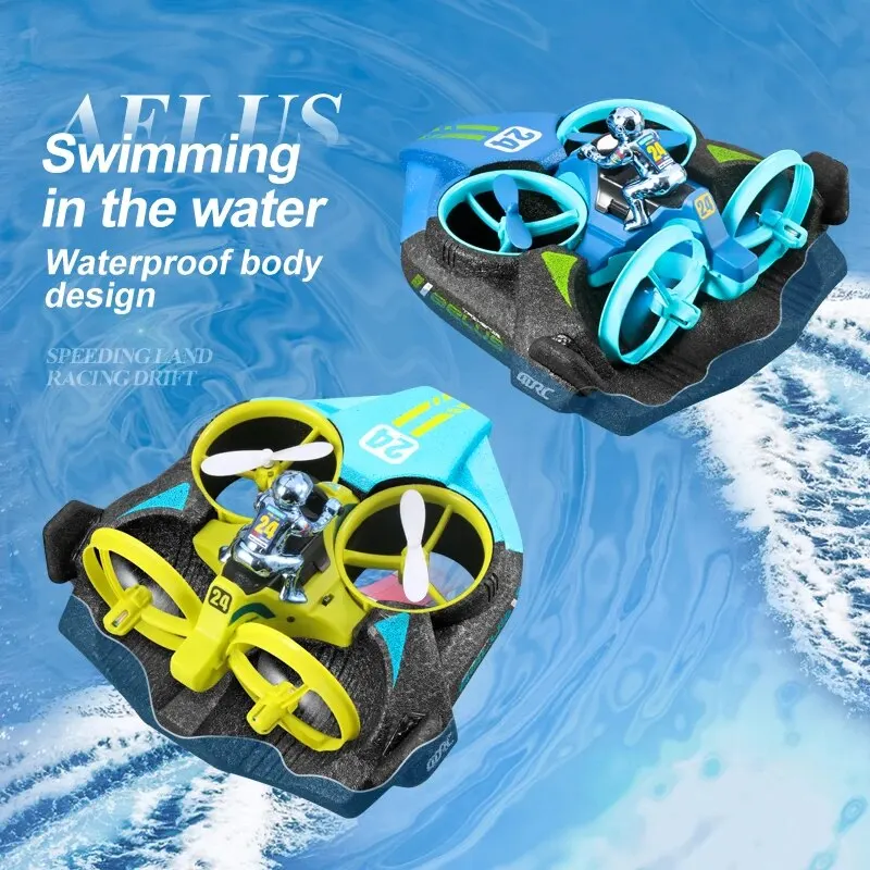 RC Mini Drone Altitude Hold Headless Mode 3 in 1 Sea Land Air Flight 2.4G 6-Axis Quadcopter Boat RC Helicopter For Kid