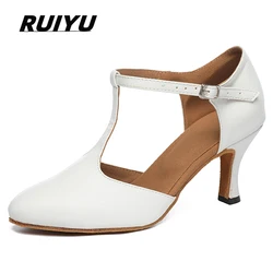 Chaussures de danse latine pour femmes, chaussures de salsa tango pour salle de bal, baskets de fête rouge et blanche pour filles, chaussures de danse à bout fermé, jazzLivraison gratuite