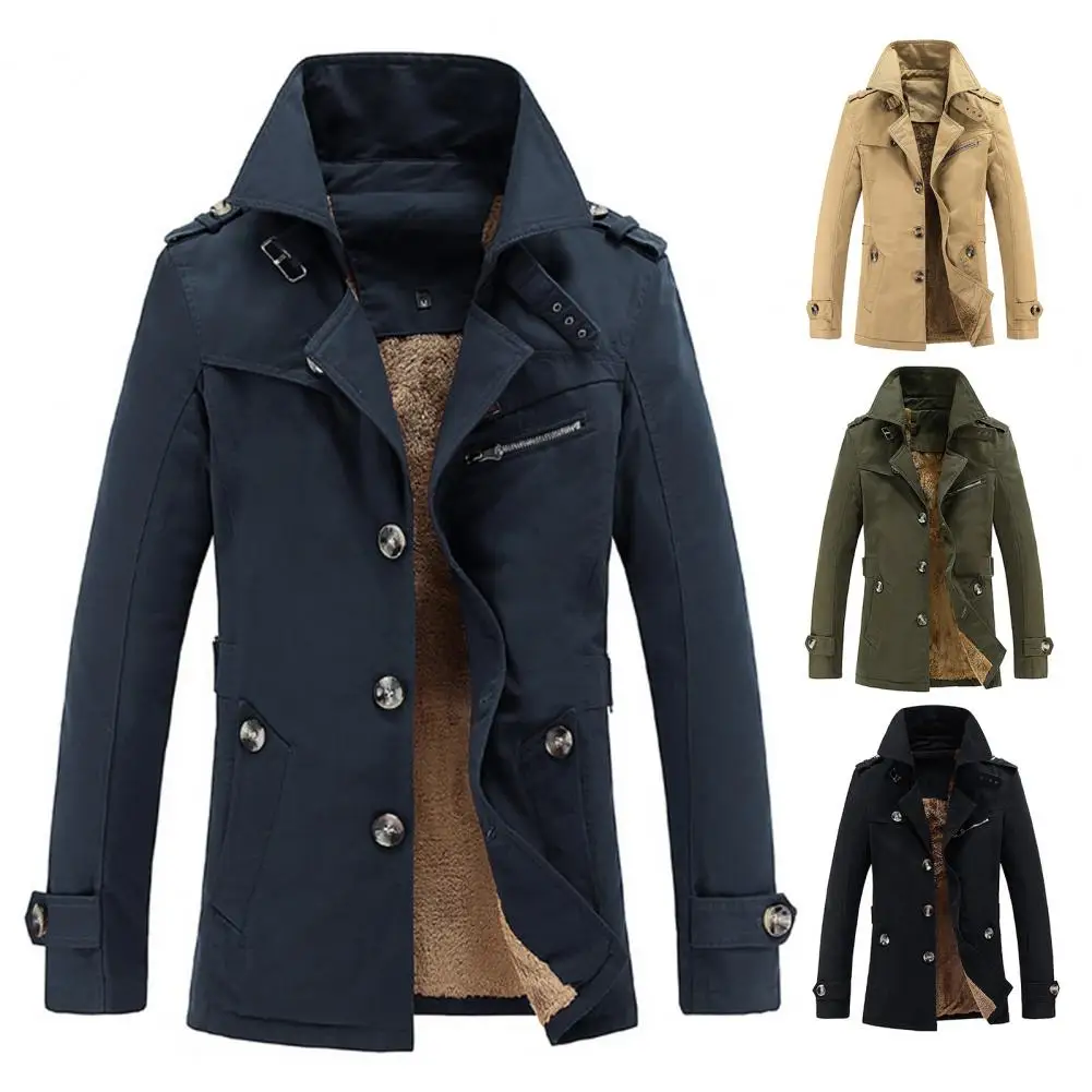 

Autumn Trench Coat Men Mid-Long Windbreaker Solid Jacket For Men Single-Breasted Male Jackets Outwear Casual Mens Clothing