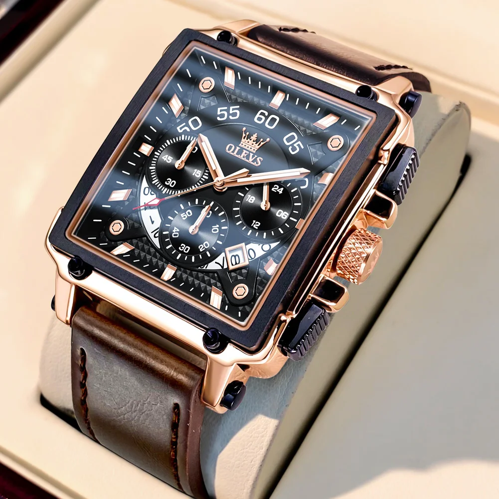 Men's Luxury Quartz Watch, Waterproof Leather Strap