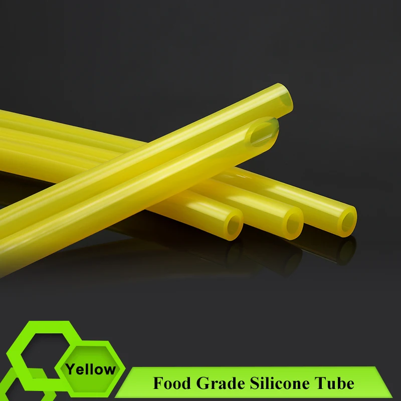 

1/5/10M Yellow Food Grade Silicone Rubber Tube ID 0.5~25mm OD 1~31mm Flexible Aquarium Air Water Plumb Garden Watering Hose