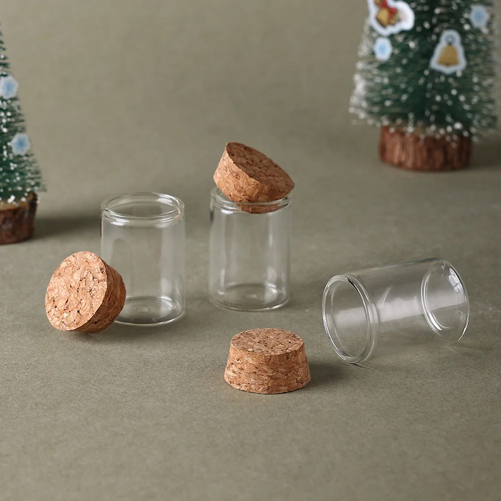 6 stuks 15 ml lege kurk transparante glazen monsterflessen – hervulbare lekvrije containers voor crèmes, serums, specerijen