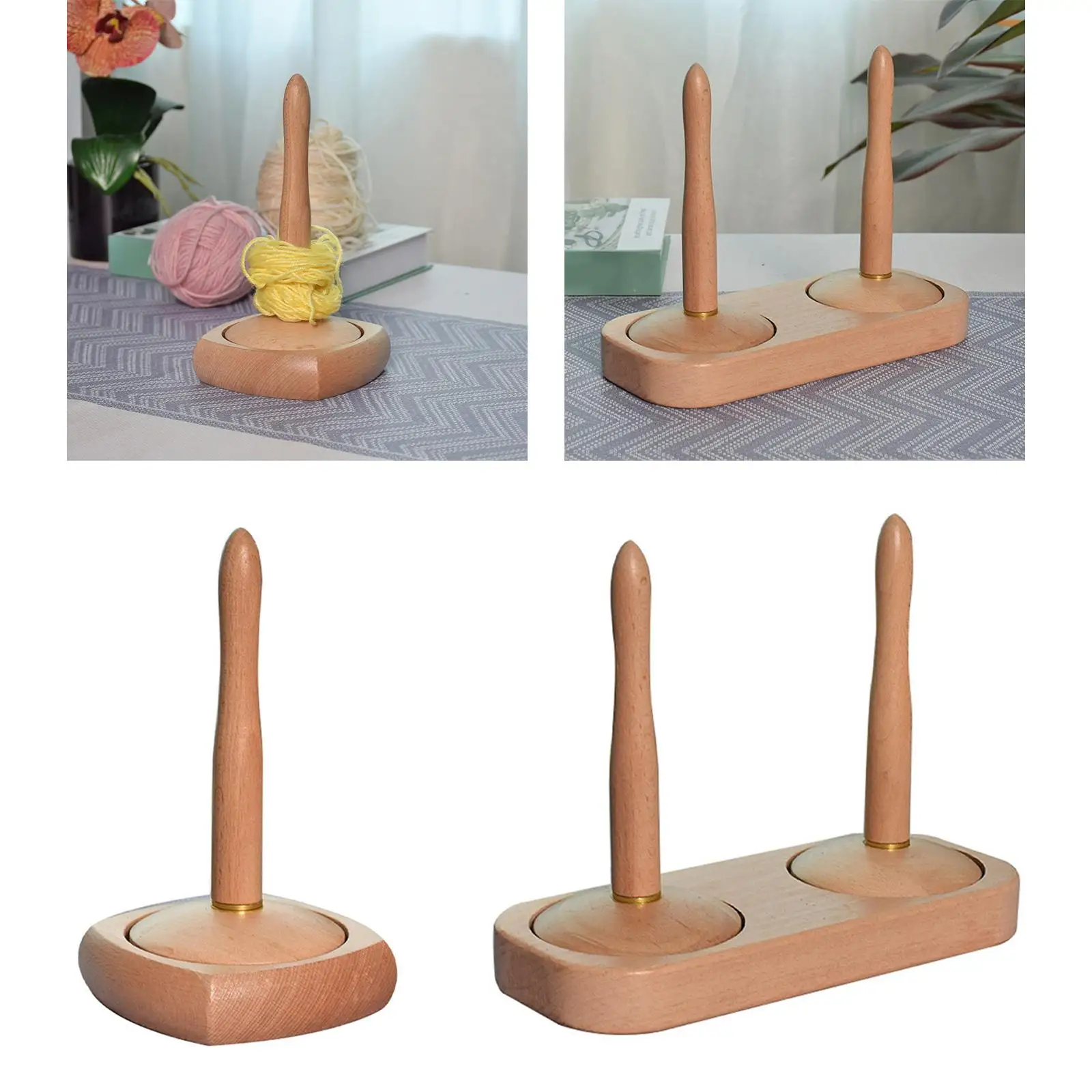 Wood Knitting Wool Ball Holder Thread Winder Tool Rotating Base Yarn Guide Crochet Stand for Knitting Accessories Storage Bag