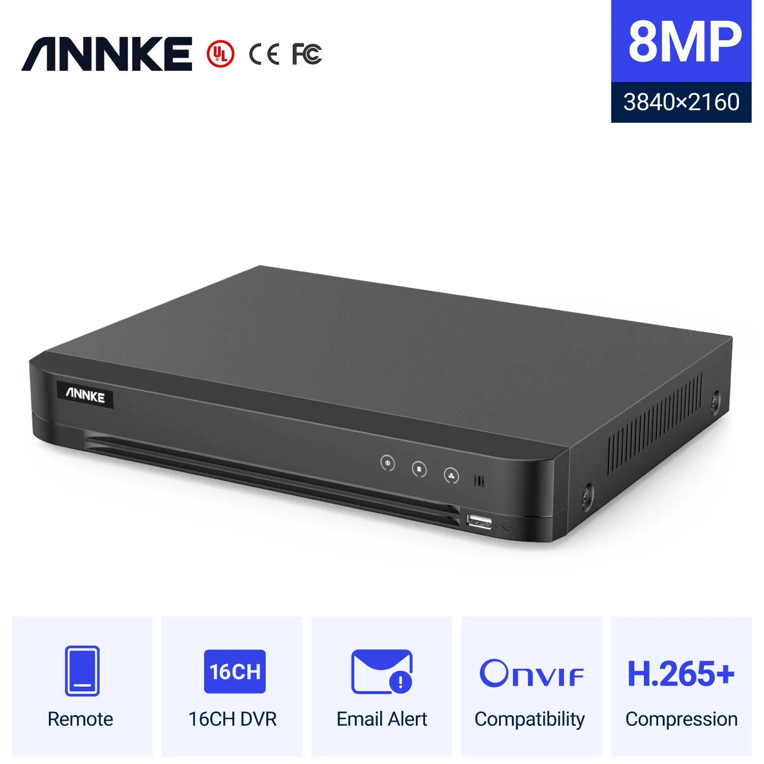 

ANNKE 4K DVR 16CH CCTV H.265 Pro+/H.265 Pro/H.265 Digital Video Recorder Support 8MP, 5MP, 4MP, 3MP Analog Camera